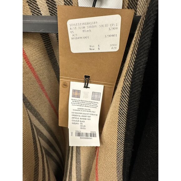 Burberry Icon stripe Solid Reversible Wool Cape Black US OS - Picture 6 of 8